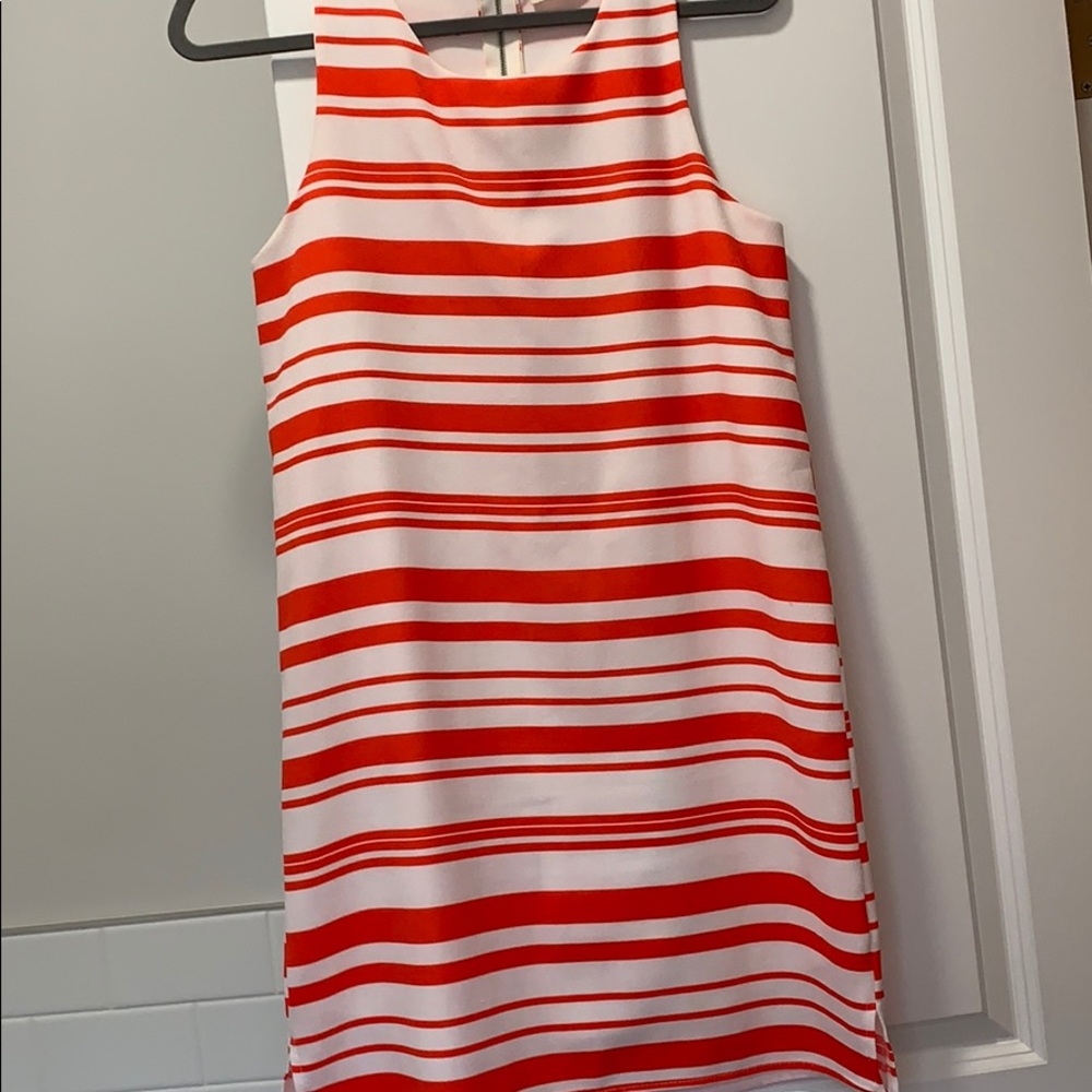 Coral stripe mini dress